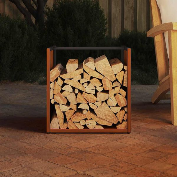 vidaXL Firewood Rack 40x40x40 cm Weathering Steel