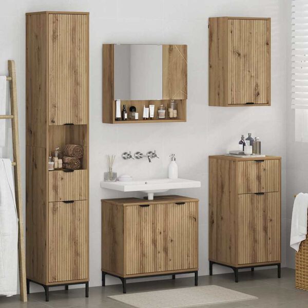 vidaXL Bathroom Furniture Set Artisan Oak Engineered wood, Metal