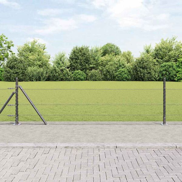 vidaXL Fence Post Grey 100 x 0.5 m (13 mm mesh) Steel and PVC