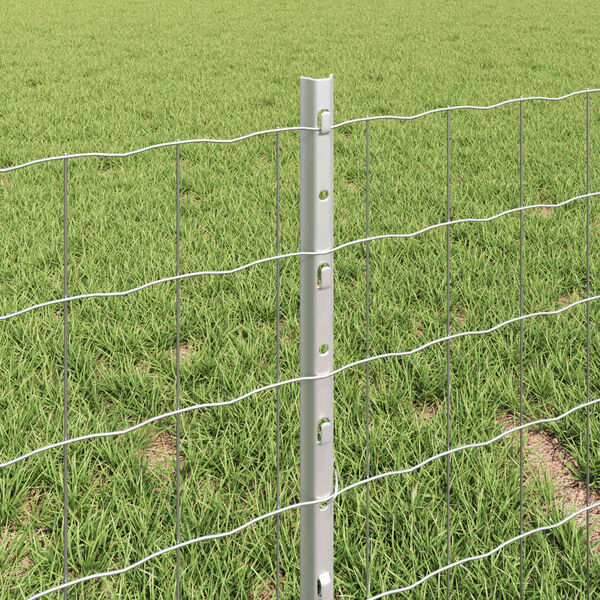 vidaXL Fence with Post Silver 0.4 x 10 m Steel