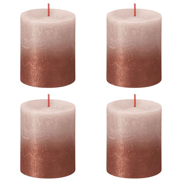 Bolsius Rustic Pillar Candles Sunset 4 pcs 80x68 mm Misty Pink and Amber