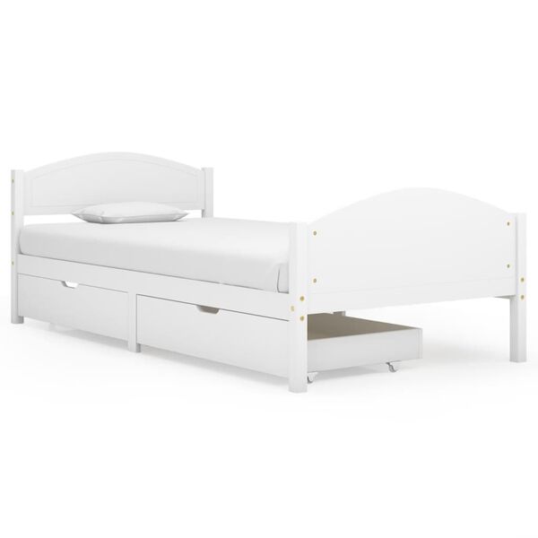 vidaXL Bed Frame without Mattress White Solid Wood 100x200 cm