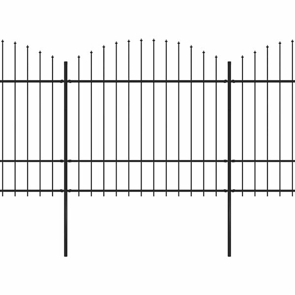 vidaXL Garden Fence with Spear Top Steel 714.5x175 cm Black