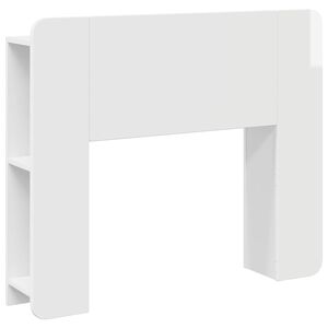 vidaXL Headboard Cabinet with Storage High Gloss White Engineered Wood