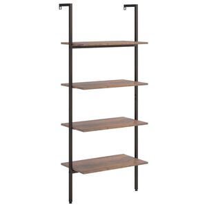 vidaXL 4-Tier Leaning Shelf Dark Brown and Black 64x35x152.5 cm