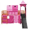 vidaXL Kids' Loft Bed with Tower Pink 80x200 cm Solid Wood Pine
