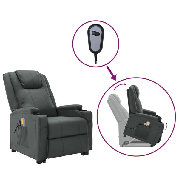 vidaXL Stand up Massage Chair Grey Faux Leather