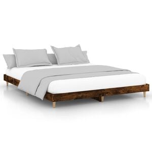 vidaXL Bed Frame without Mattress Smoked Oak 200x200 cm Engineered Wood