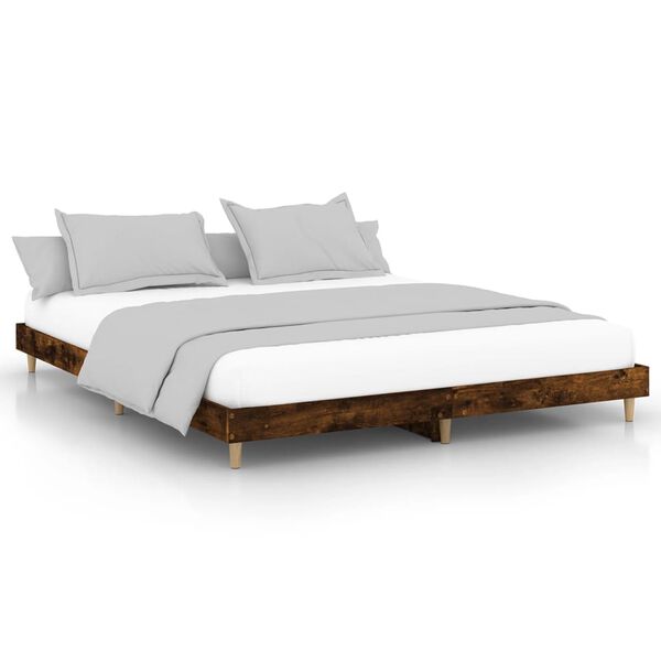 vidaXL Bed Frame without Mattress Smoked Oak 200x200 cm Engineered Wood