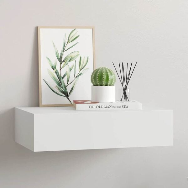 vidaXL Wall-mounted Drawer Shelf White 40x23.5x10 cm MDF