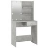 vidaXL Dressing Table with LED Concrete Grey 74.5x40x141 cm