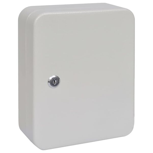 vidaXL Key Box with Lock White 20 x 7.5 x 25 cm Steel