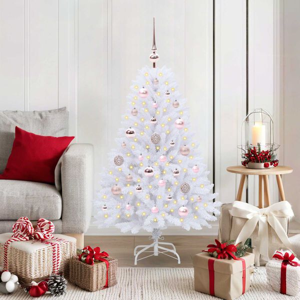 vidaXL Artificial Hinged Christmas Tree White 120 cm PVC and Steel
