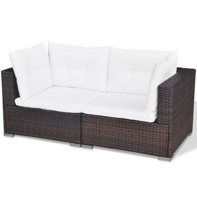 vidaXL 6 Piece Garden Lounge Set with Cushions Poly Rattan Brown