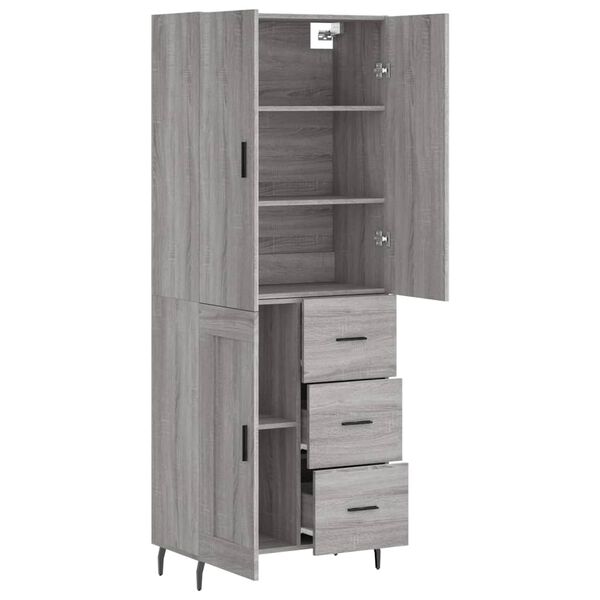 vidaXL Highboard Grey Sonoma 69.5x34x180 cm Engineered Wood