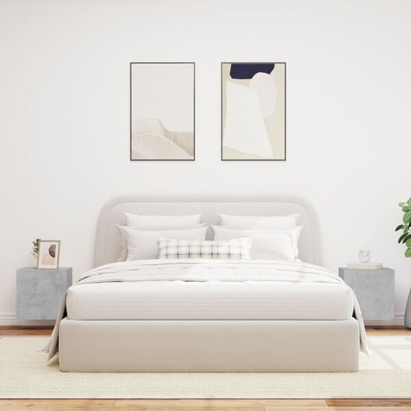 vidaXL TV Wall Cabinets with LED Lights 2 pcs Concrete Grey 40.5x35x40 cm