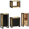 vidaXL Bathroom Furniture Set with Door 4 pcs Brown Solid Reclaim Wood