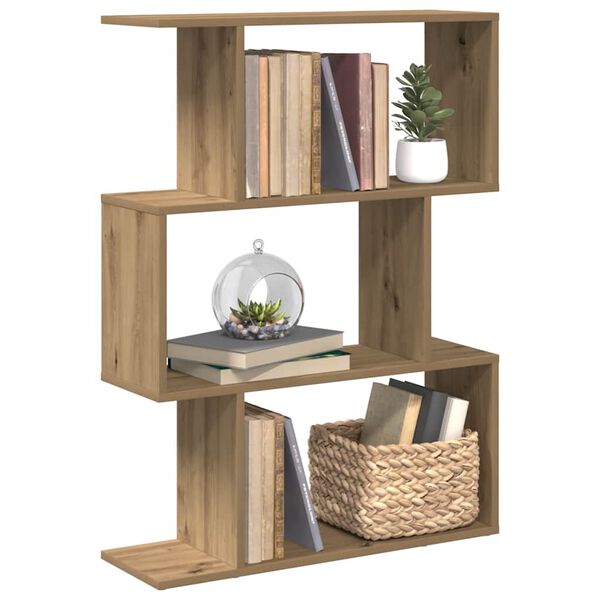 vidaXL Room Divider Bookcase 3-Tier Artisan Oak 70x24x97 cm Engineered Wood