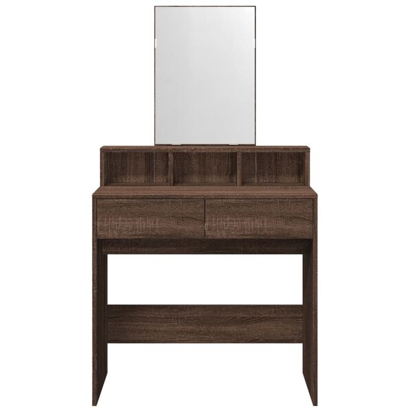 vidaXL Dressing Table with Mirror Brown Oak 80x41x144.5 cm