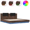vidaXL Bed Frame with LED without Mattress Brown Oak 200x200 cm