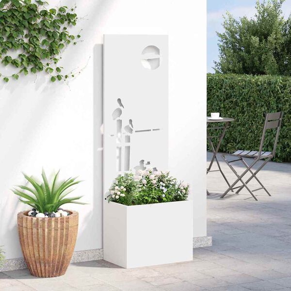 vidaXL Garden Privacy Screen White 50 x 140 cm Cold-rolled steel