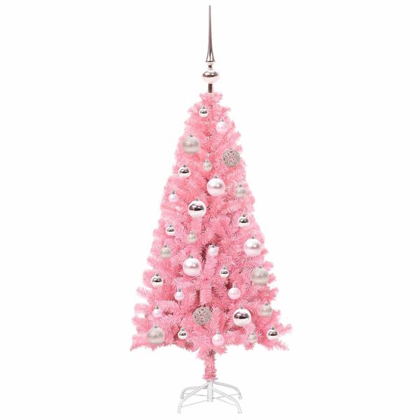 vidaXL Christmas Tree with 150 LEDs with Stand Pink 120 cm PVC