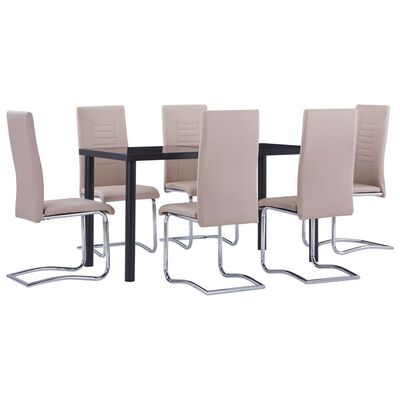 vidaXL 7 Piece Dining Set Faux Leather Cappuccino