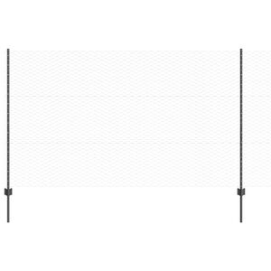 vidaXL Hexagonal Fence with Post 25 x 1.4 m PVC-Coated Steel Grey Mesh