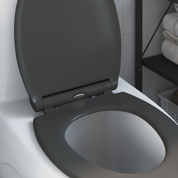 vidaXL Toilet Seat Anthracite 47 x 37.5 x 3.8 cm Duroplast