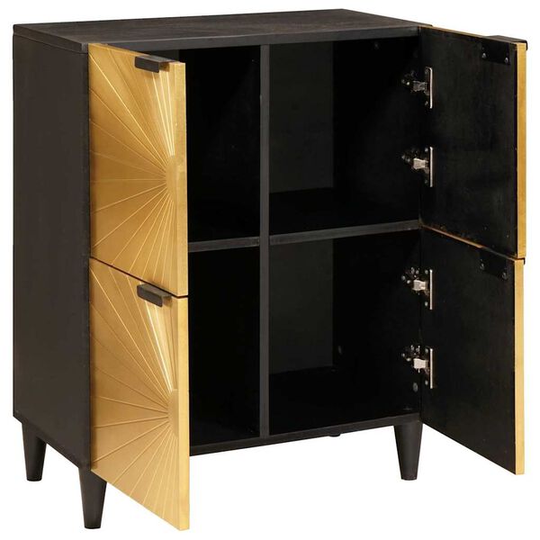vidaXL Side Cabinet Black and Gold 60 x 33.5 x 75 cm Solid Mango Wood