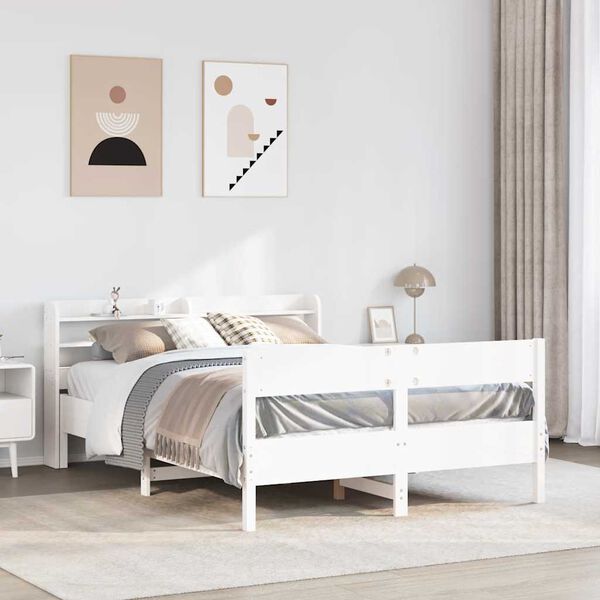 vidaXL Bed Frame without Mattress White 120x200 cm Solid Wood Pine