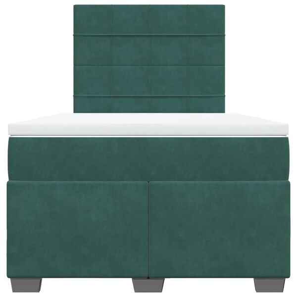 vidaXL Box Spring Bed with Mattress Dark Green 120x200 cm Velvet