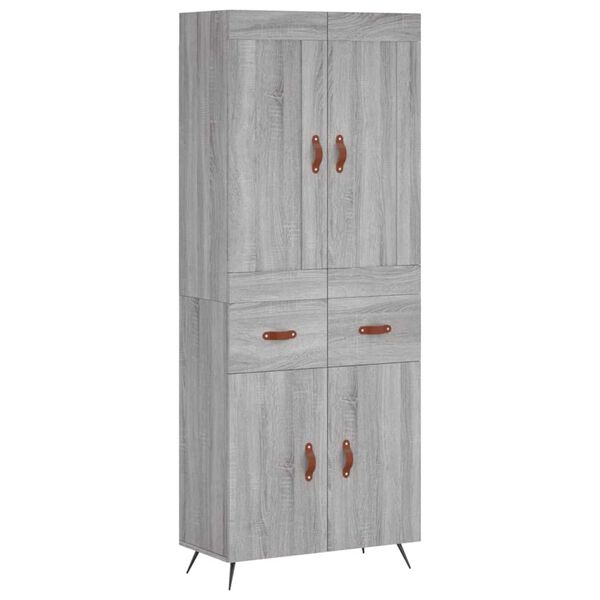 vidaXL Highboard Grey Sonoma 69.5x34x180 cm Engineered Wood