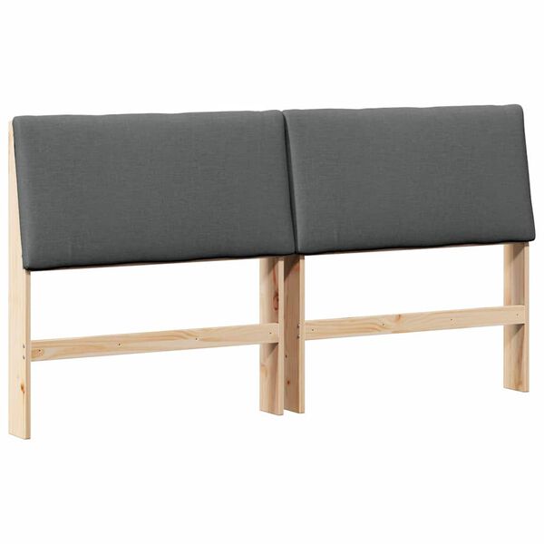 vidaXL Upholstered Headboard Dark Grey 180 cm Solid Pine Wood
