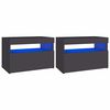 vidaXL Bedside Cabinet & LED Lights 2 pcs Grey 60x35x40 cm Engineered Wood