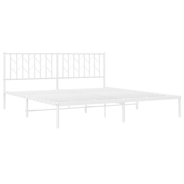 vidaXL Metal Bed Frame without Mattress with Headboard White 183x213cm