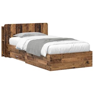 vidaXL Bed Frame with Storage Old Wood 100 x 200 cm Engineered Wood