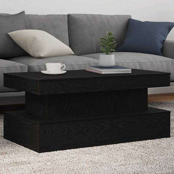 vidaXL Coffee Table with LED Lights Black Oak 90x50x40 cm
