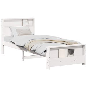 vidaXL Bed Frame with Headboard White 100 x 200 cm Engineered Wood