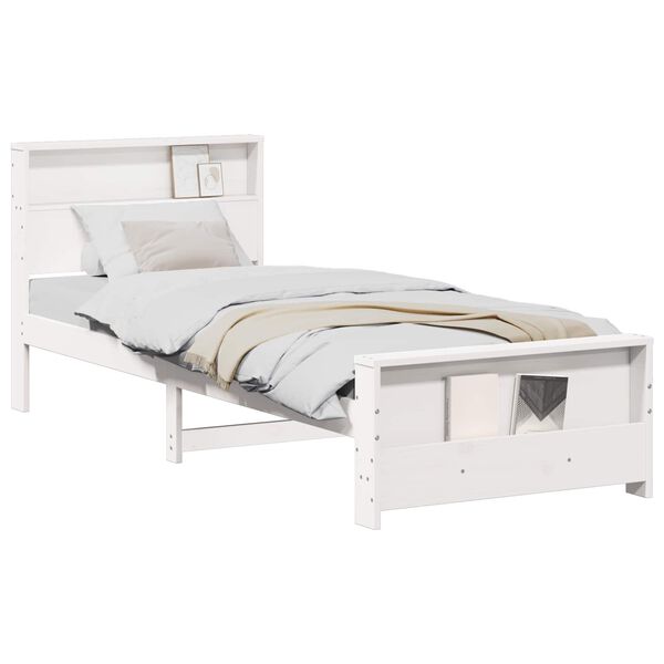 vidaXL Bed Frame with Headboard White 100 x 200 cm Engineered Wood