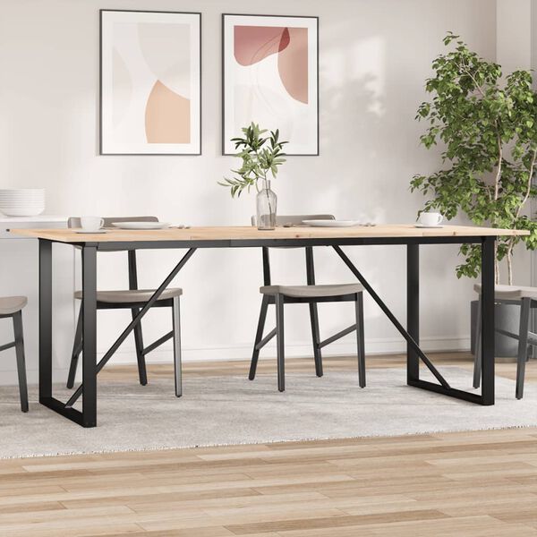 vidaXL Dining Table O-Frame 200x100x75 cm Solid Wood Pine and Steel