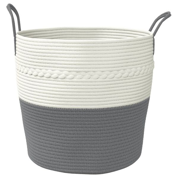 vidaXL Storage Basket Grey and White Ø43x38 cm Cotton