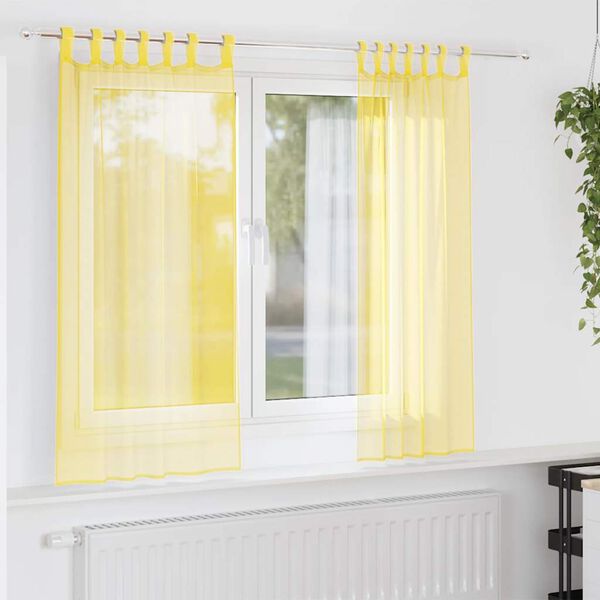 vidaXL Voile Curtains with Loops 2 pcs Yellow 140x175 cm