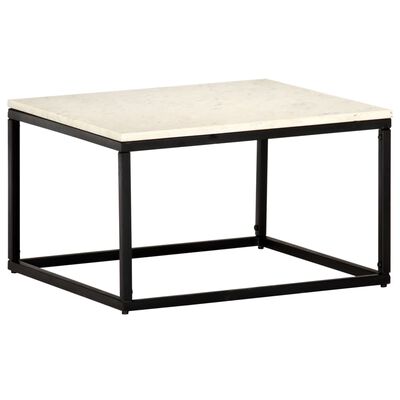 vidaXL Coffee Table White 60x60x35 cm Real Stone with Marble Texture