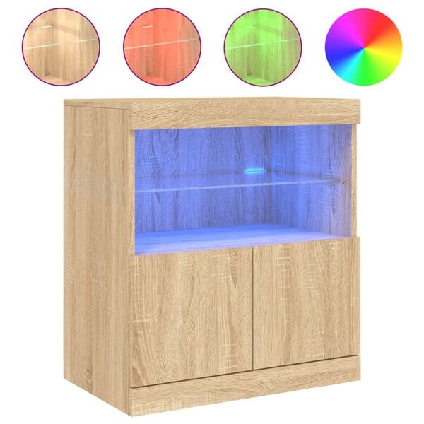 vidaXL Sideboard with LED Lights Sonoma Oak 60x37x67 cm