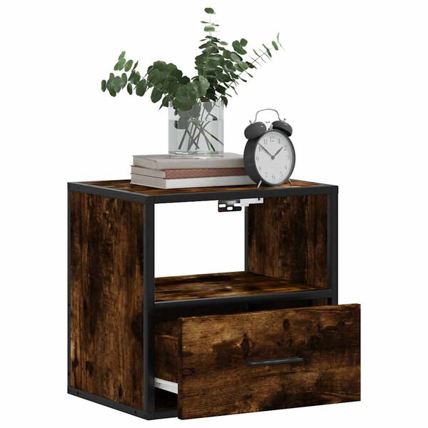 vidaXL Wall-mounted Bedside Cabinet Smoked Oak 40x31x39.5 cm
