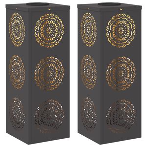 vidaXL Solar LED Pathway Light 2 pcs Black Cold Rolled Steel