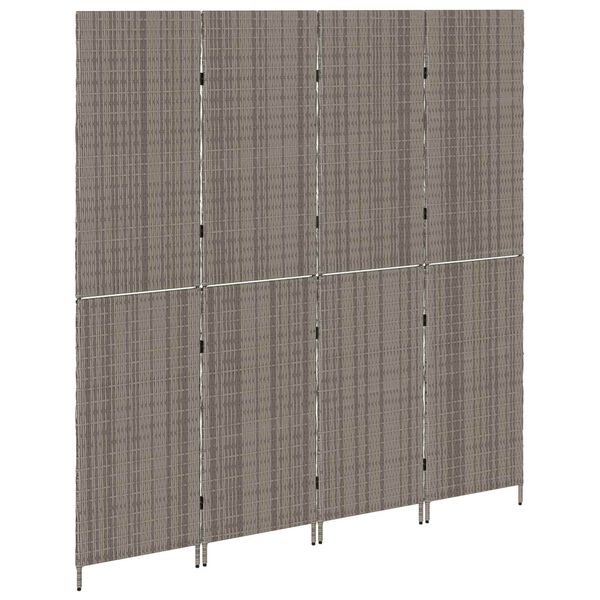 vidaXL Room Divider Folding Manual Grey 195 x 180 cm Poly Rattan