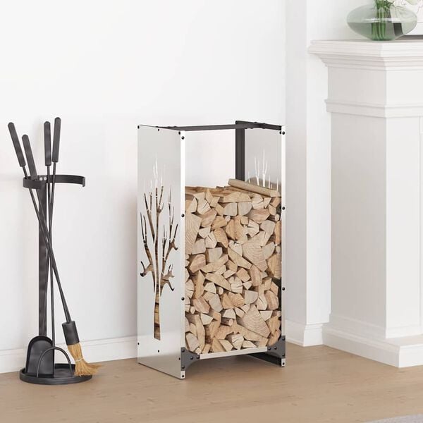 vidaXL Firewood Rack 40x30x80 cm Stainless Steel