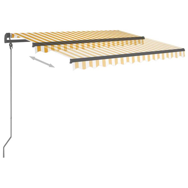 vidaXL Manual Retractable Awning with Posts 3.5x2.5 m Yellow & White